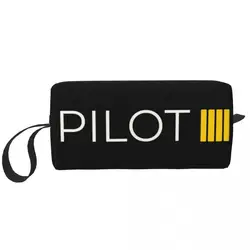 Pilot Captain Stripes Travel Cosmetic Bag for Aviation Aviator Fighter Toiletry Makeup Organizer Ladies Beauty Storage Dopp Kit