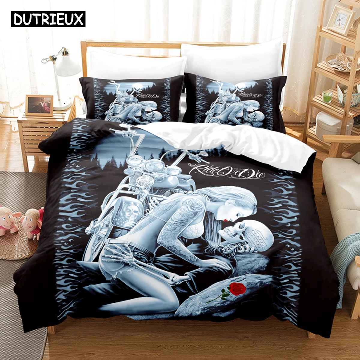 

3D The Skeleton Bedding Sets Duvet Cover Set With Pillowcase Twin Full Queen King Bedclothes Bed Linen