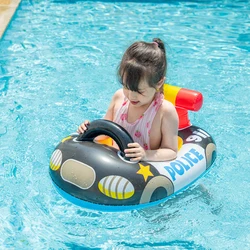 Baby Inflatable Swimming Pool Swimming Ring Sitting Floating Children Cartoon Police Car Swimming Ring with Seat Lifebuoy