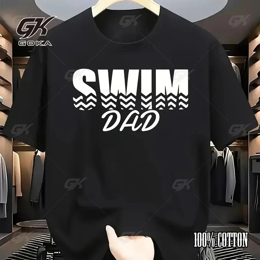 Camiseta con estampado de ondas para papá nadador, ropa informal Hipster para padres orgullosos, ropa unisex, camisetas blancas de manga corta con cuello redondo