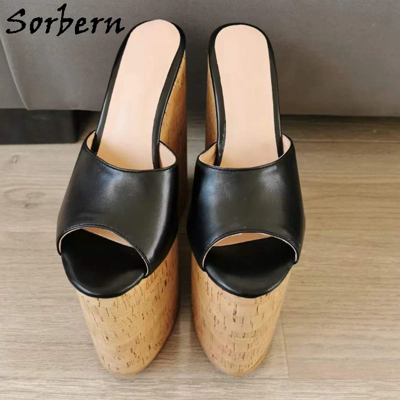 Sorbern 22Cm Wedges Women Slippers Outdoor Shoes Open Toe Slip On Slides Comfortable Platform Summer Heeled Custom Colors