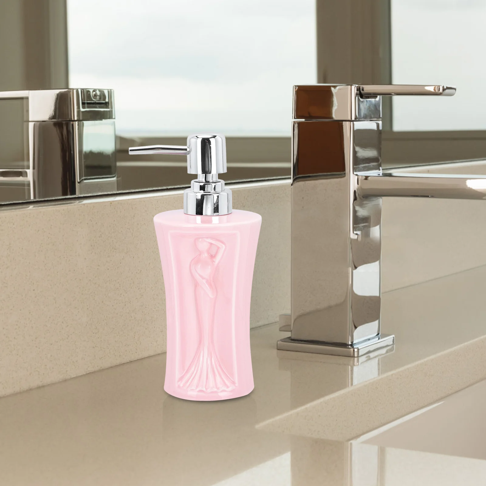 1Pcs Ceramic Refillable Press Pump Bottle Large Capacity Shampoo Lotion Soap Dispenser for Bathroom Kitchen Soap Liquid Bottle