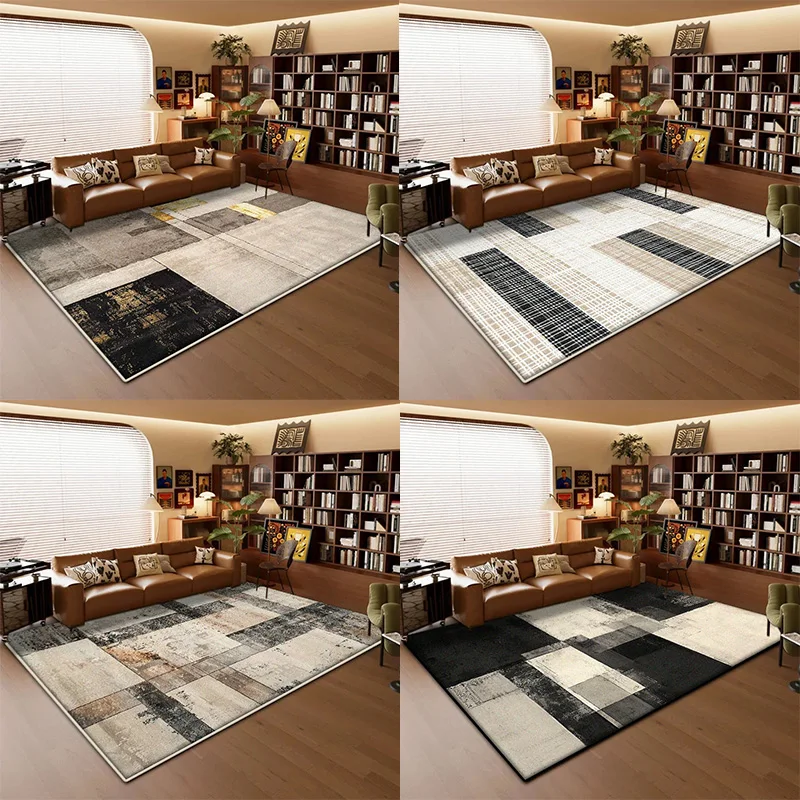 

Modern Geometric Rug For Living Room Bedroom Kitchen Bathroom Non-Slip Easy-Clean Washable Rug