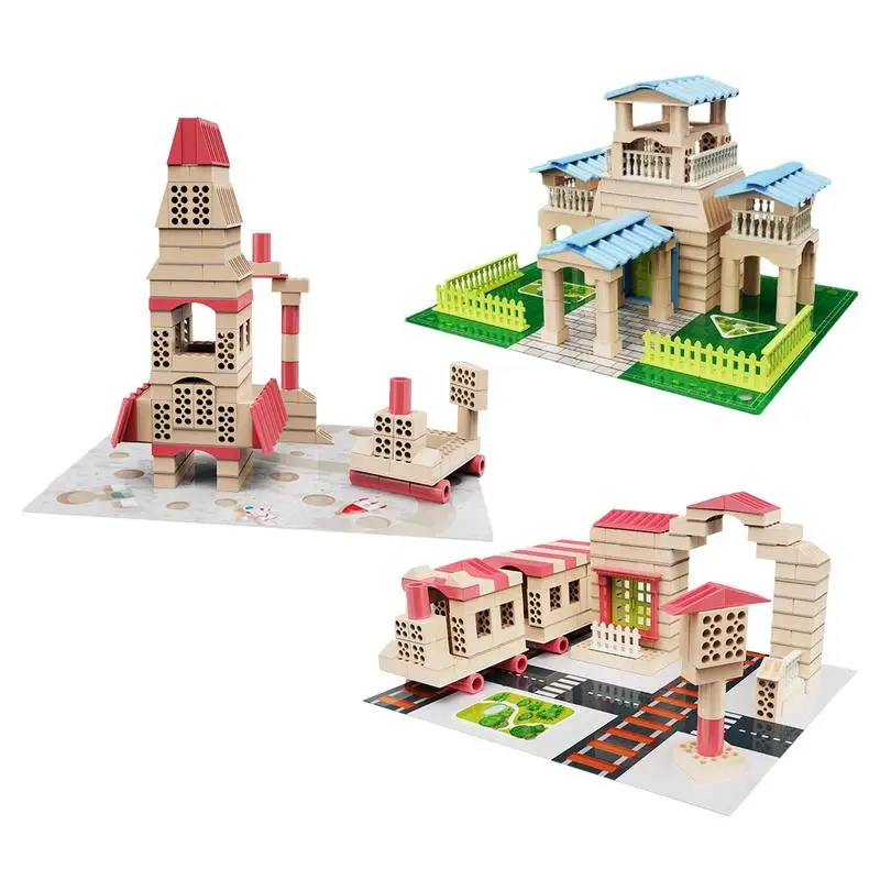 DIY Mini House Building Kit Educational Brick Construction Toys With Cement And Tools Fine Motor Skills Development Toy For Kids