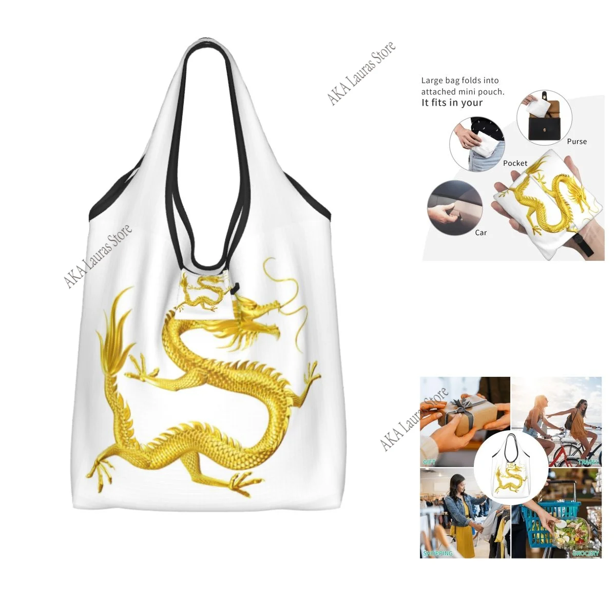 

Сумки для покупок женские портативные сумки-тоут Dragon Snapback большой емкости для продуктов