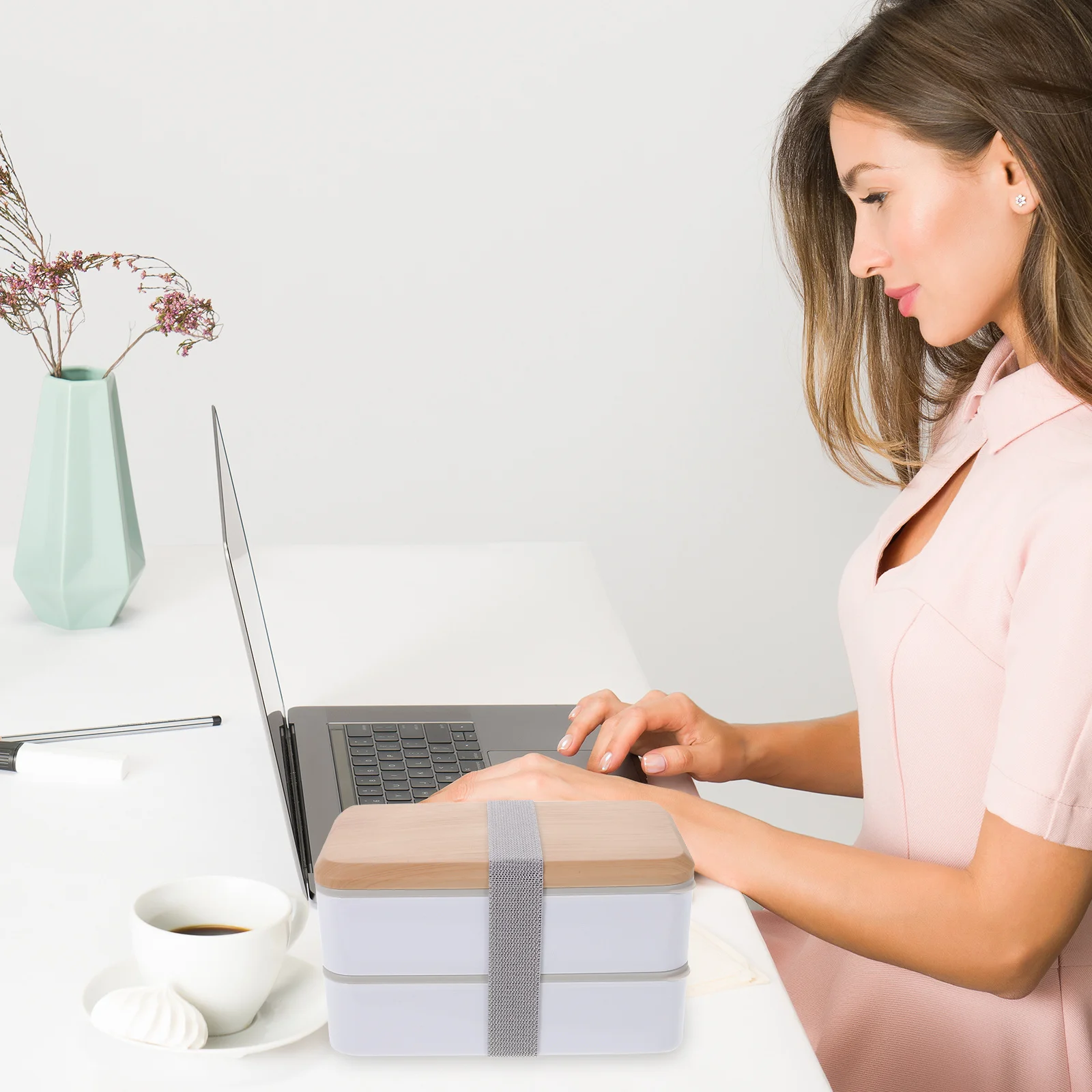 

Leakproof Bento Box Double Lunch Container Strap Air Tight Compartments for Hiking Camping Picnic Reusable