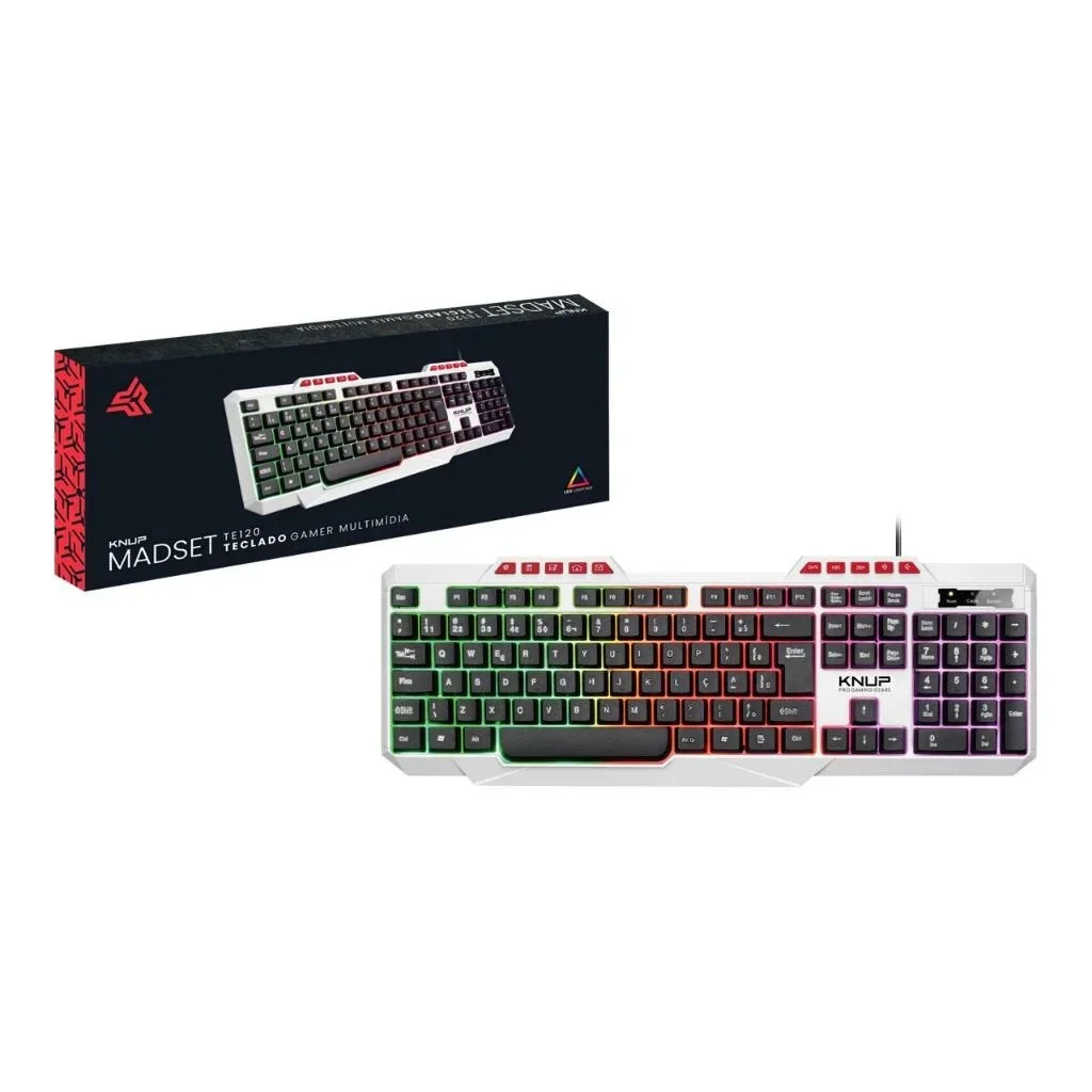 Teclado Gamer Knup Kp-te120 Rgb Abnt2 Cor De Teclado Branco Idioma Português Brasil