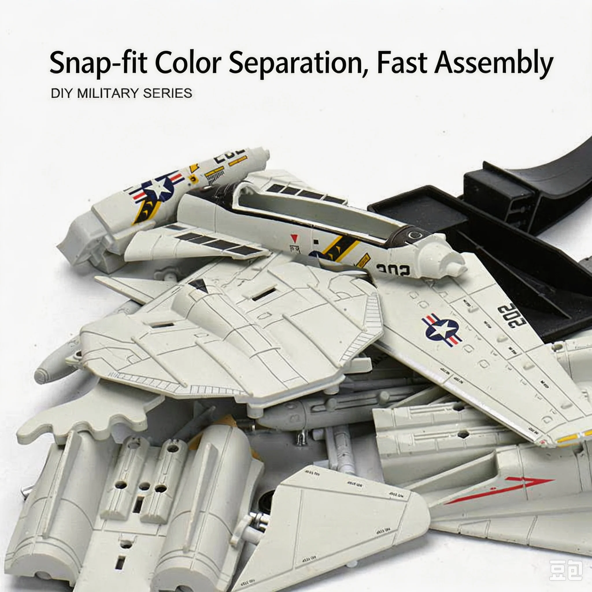1/72 US F‑14 Tomcat Multirole Fighter Jet, Snap‑together Pre‑painted Assembly Model Toy