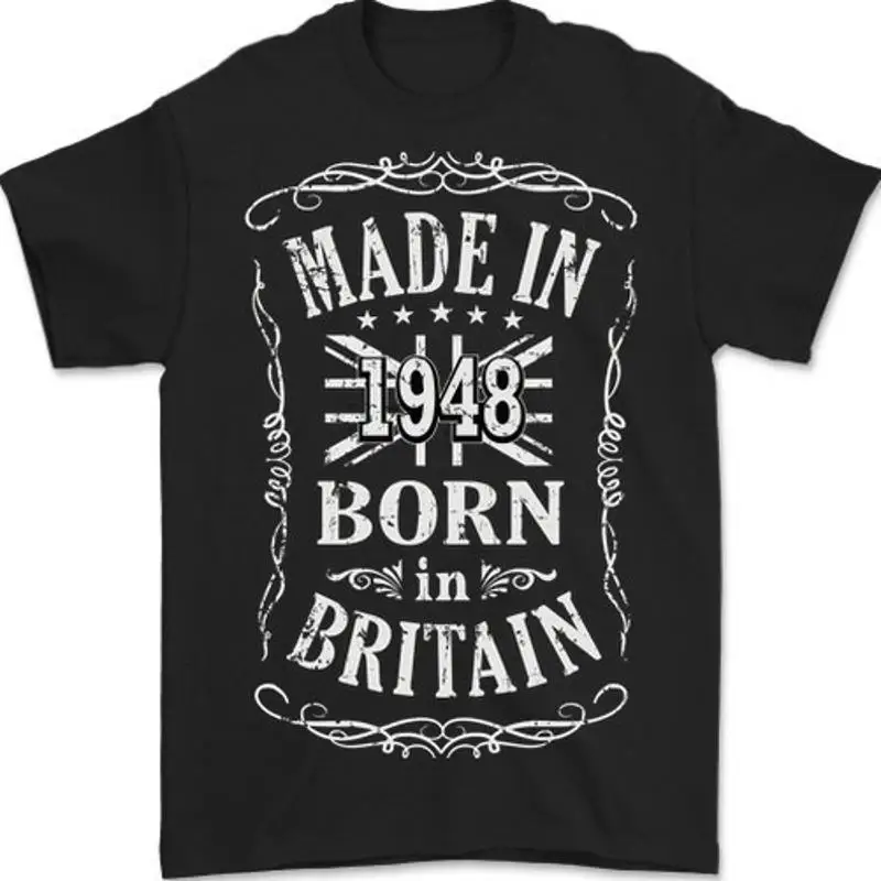 Мужская футболка из 100% хлопка Born IN Brittany 77th Birthday Made 1948 Мужская футболка из 100% хлопка Born IN Brittany 77th Birthday Made 1948