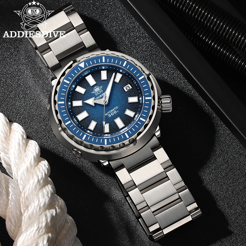 ADDIESDIVE Men's Diver's 300m Waterproof Sapphire Glass NH35 Tuna Men Watch AR Coated C3/BGW9 Super Luminous Mechanical Watches
