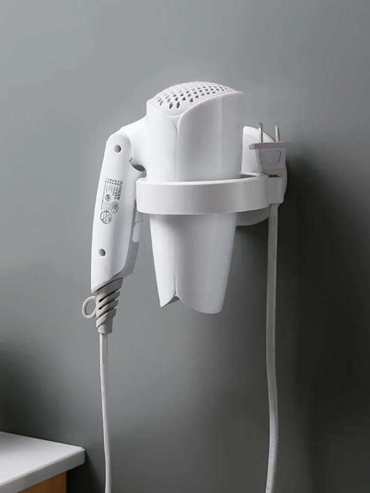 Plastik Pengering Rambut Pemegang dengan Sucker Dapat Dilepas Dinding Rambut Pengering Rak Kamar Mandi Air Blower Rak