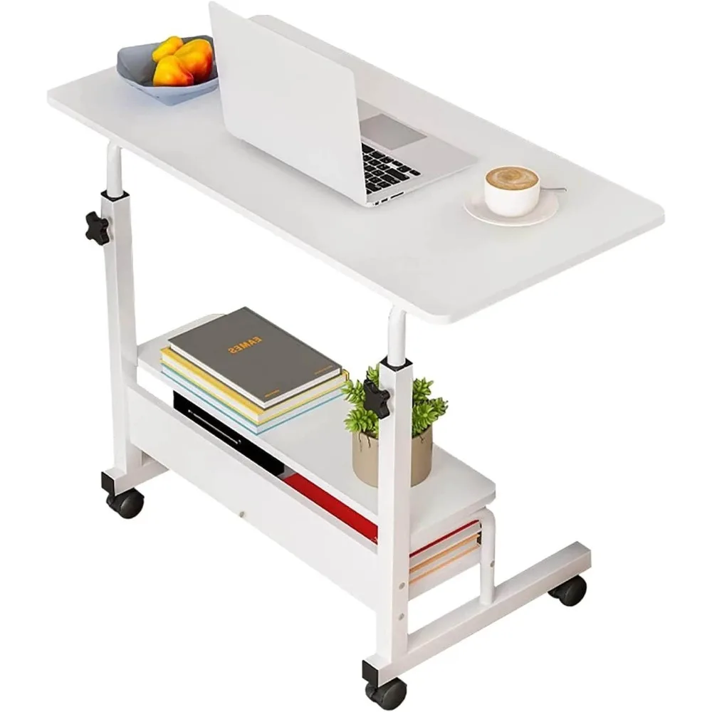 Adjustable Table Student Computer Portable Home Office Furniture   on Wheels Movable  Size 31.5 * 15.7 Inch