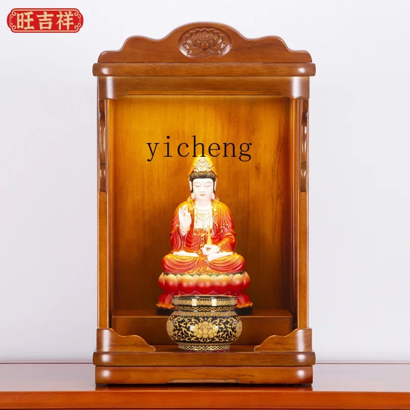 ZK Guanyin Buddha statue cabinet wall-mounted with door God of Wealth cabinet household wall-mounted god frame