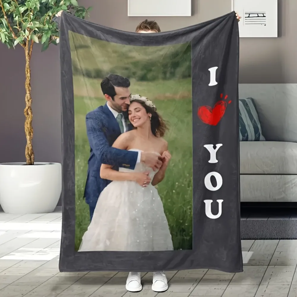 1PC Custom Personalized Blanket Personal Photo Flannel Bed Blanket Birthday Wedding Couple Valentine's Day Holiday Gift Blanket