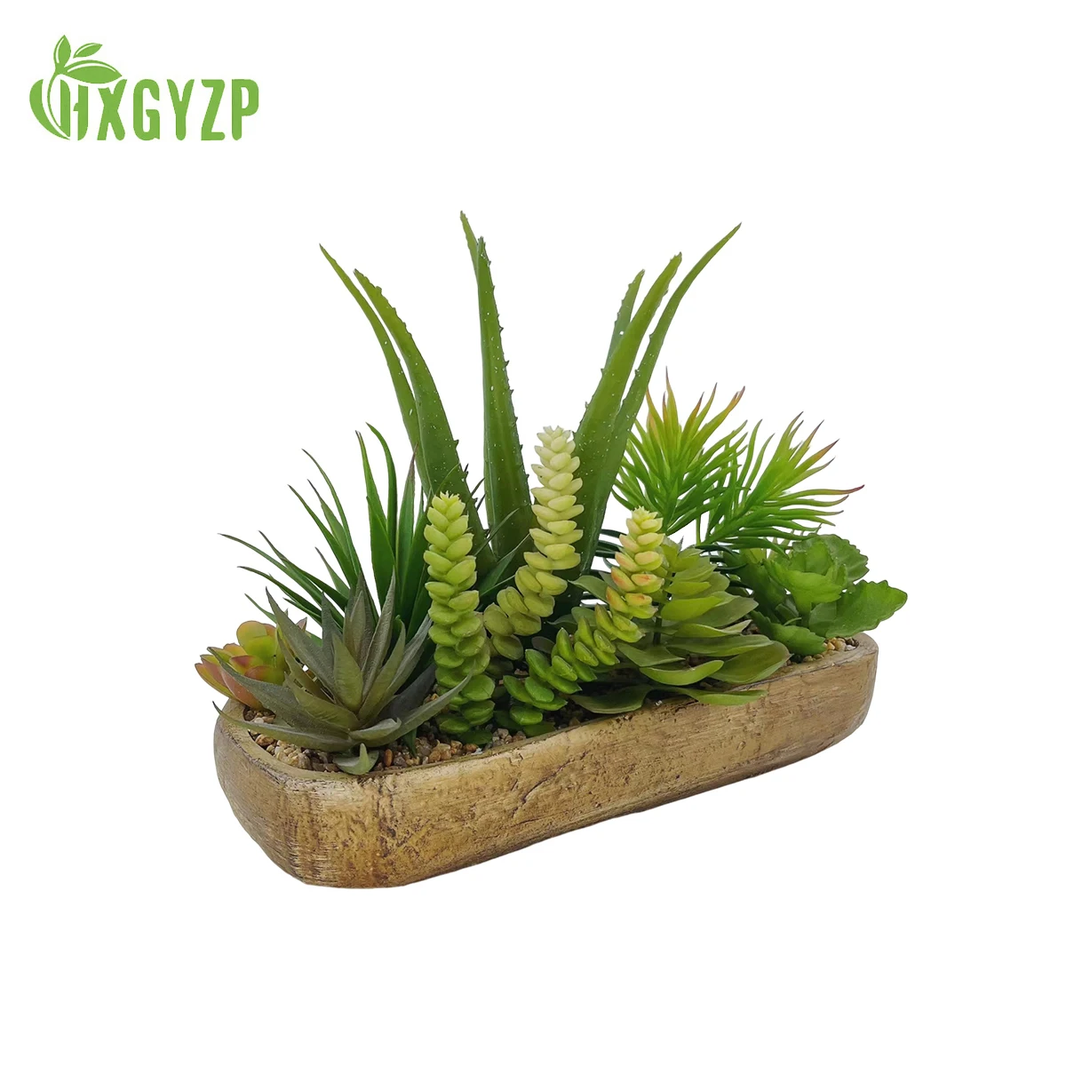 Artificial Succulent Cement Pot Arrangement Assorted Fake Succulent Plants In Rectangular Planter Wedding Desktop Home Decor