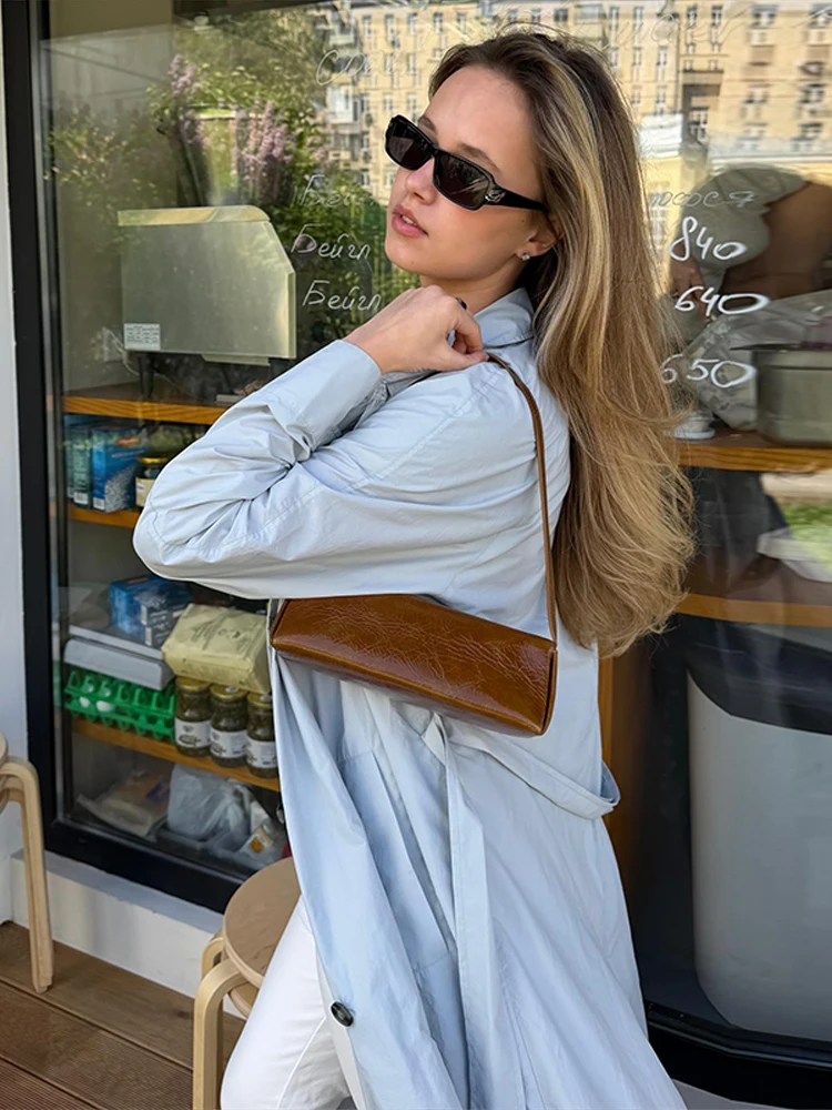 Damenjacken mit Revers, Einreihig mit Gürtel, Dünne Trenchcoats, Streetwear für Frauen, Langarm, Einfarbig, Lockerer Mantel, Neue Damen-Oberbekleidung – Detail 10