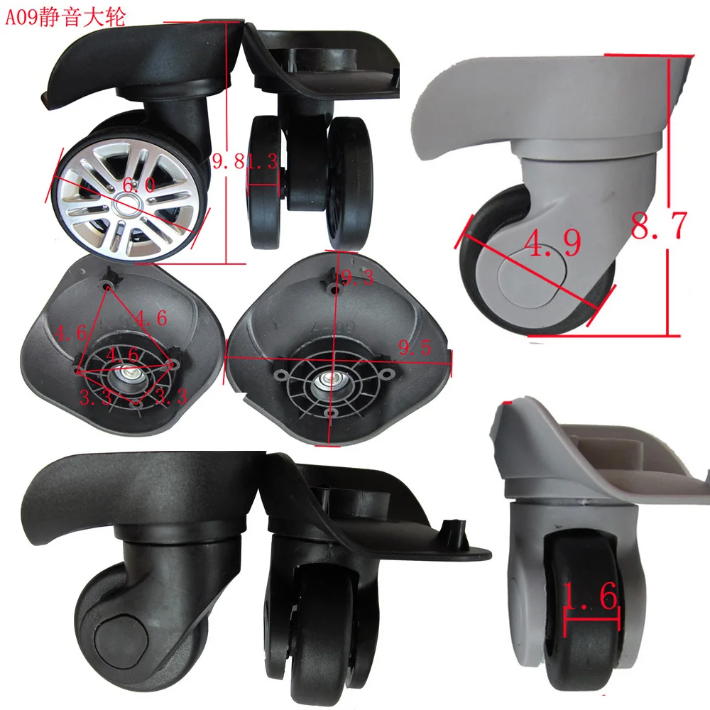 A09 Mute Wheel Trolley Wheels Suitcase Feet Accessories Replacement Luggage Parts Wheels Repair Left & Right Wheels Double Row