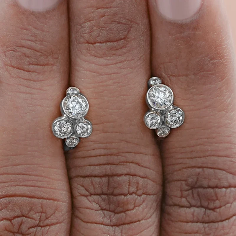 OXTAO zertifizierte Moissanit-Ohrringe, asymmetrisch, 3 mm, D-Farbe, VVS1, für Damen, 14 Karat Gold gefüllt, Creolen, Schmuck, Geschenk – Detail 4