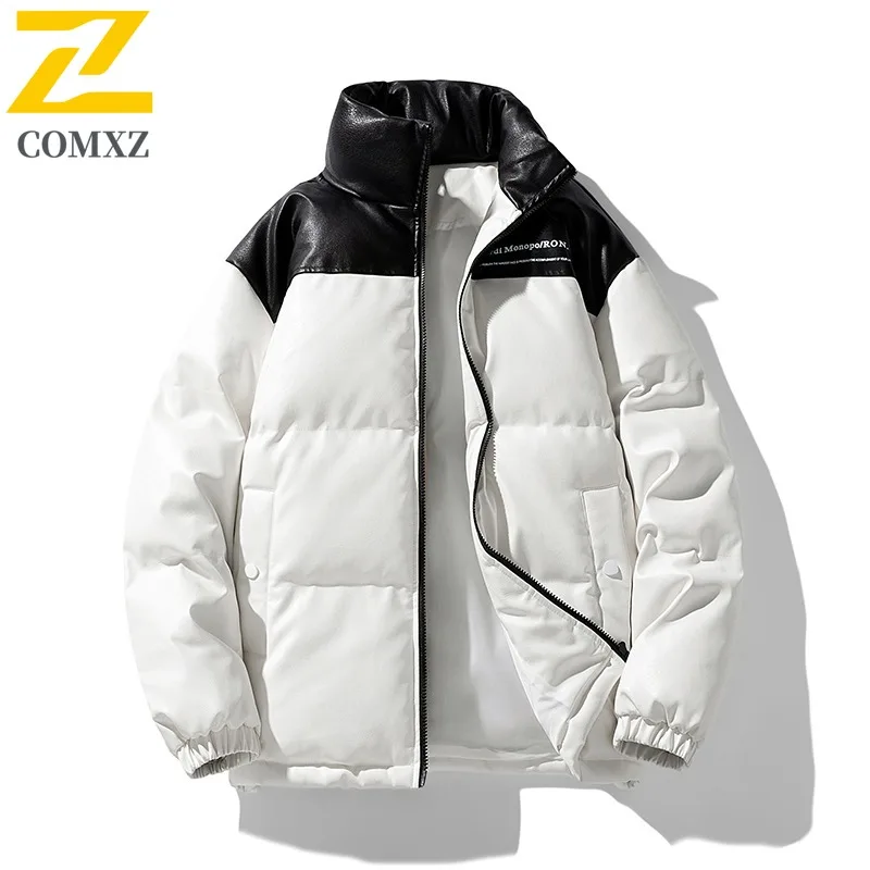 

COMXZ Cotton Coat Classic Splicing Stand Collar Outdoor Hiking Warm Coat Loose Streetwear Style Fashion Winter Thickened Garment