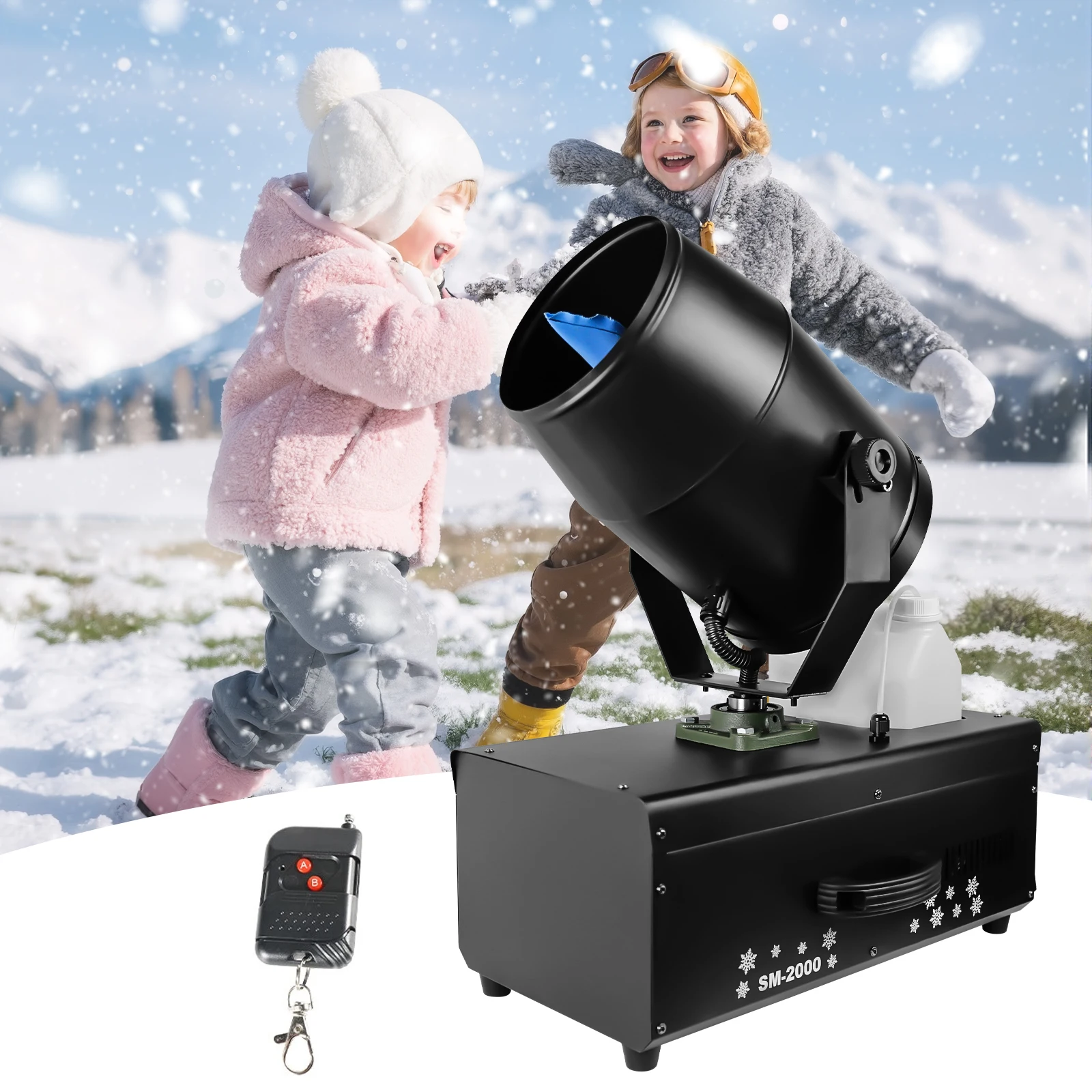 2000-Watt  rotating artificial Christmas snowmobile with remote-controlled metal device for festive events