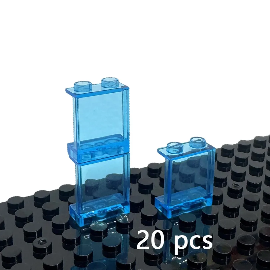 20Pcs 1x2x2 DIY 투명 투명 벽돌 패널 창 프레임 벽 도시 두꺼운 빌딩 블록 하우스 장난감 87552 4864 94638