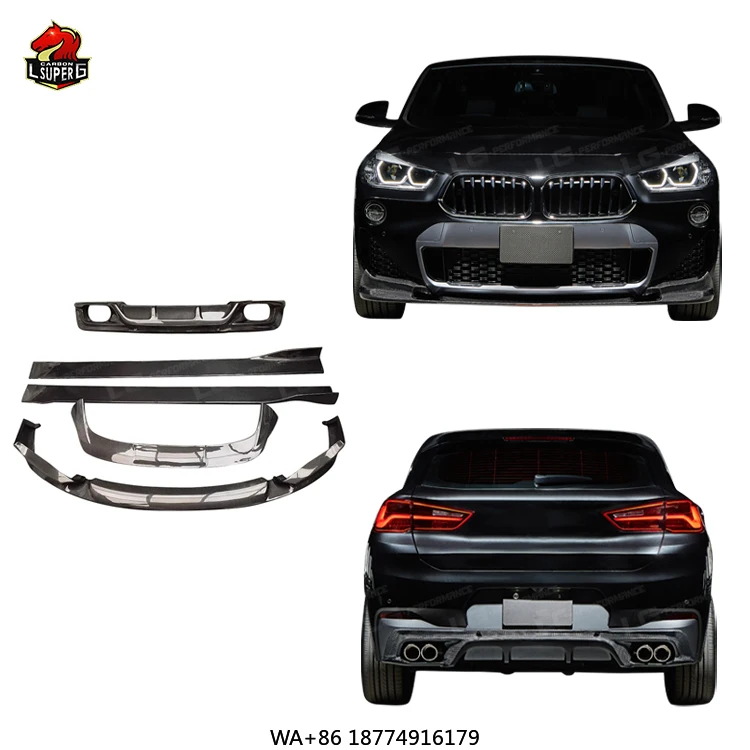 

Передние губы из углеродного волокна, задние диффузоры, боковые юбки, спойлер на крышу, комплект кузова для обновления X2, 3D-стиль, модифицированный комплект для подтяжки лица