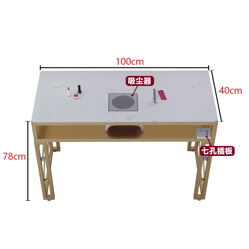 Mesinha-Table de manucure en acier inoxydable, table à ongles moderne, salon commercial, exquis, designer, accessoires de salon, MQ50NT