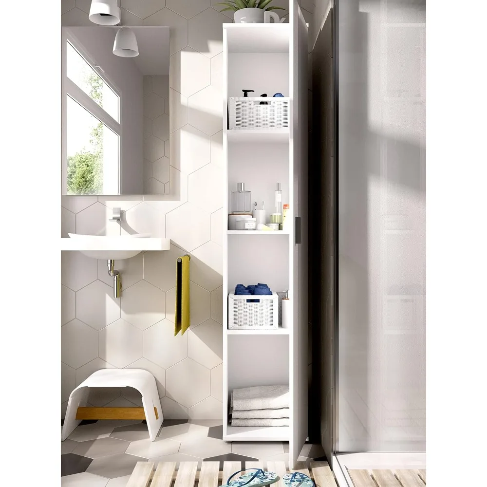 GRUPO RIMOBEL Armario Multiusos Puerta, Madera de ingeniería, Blanco, 39x190x35cm
