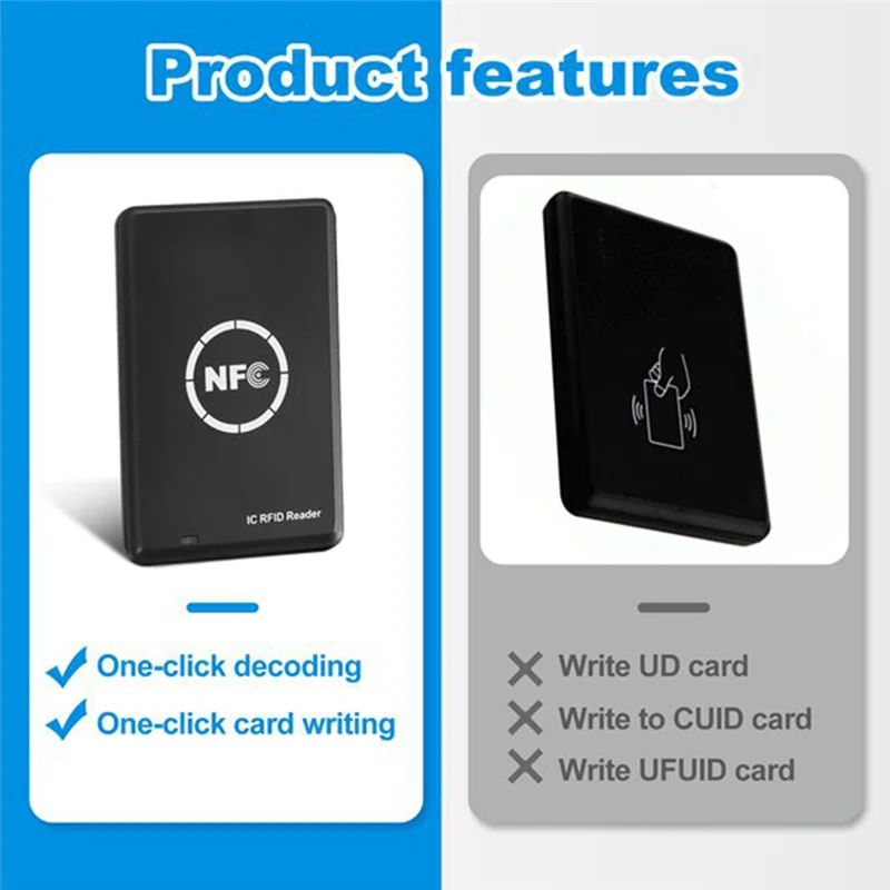 Imagem -05 - Leitor de Cartão Inteligente Nfc Rfid Copiadora Duplicadora 13.56khz Key Fob Gravador 13.56mhz Programador Criptografado Usb Uid T5577