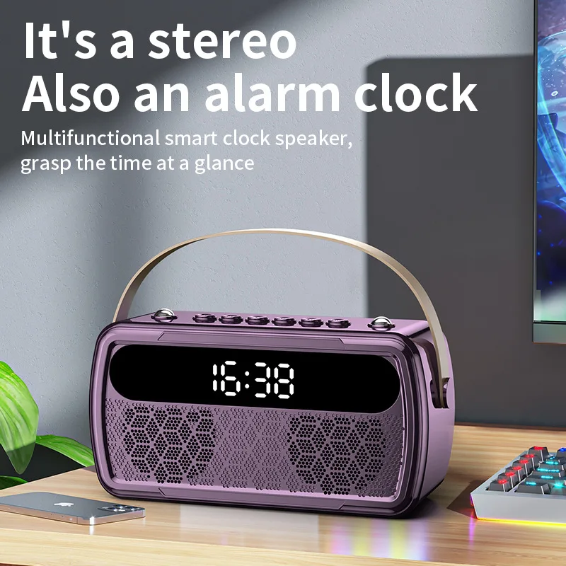 Subwoofer Amplifier Display Lyrics Family Gatherings Speakers Outdoor Portable Karaoke Blue Tooth Clock Card Speaker