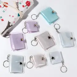 Mini Photo Album Keyring Women 2 Inch Storage Photo Card Holder Portable Pocket PVC Album with Keychain