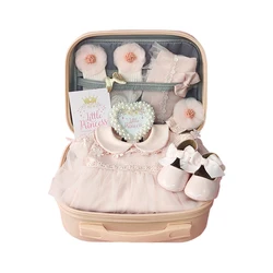 Pink Dress Little Princess Girls Cotton Baby Clothes Set Spring Baby Gift Set Box For Newborn