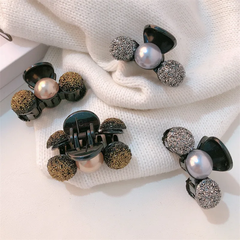 

Exquisite Rhinestone Half Ball Shaped Hair Clip Faux Pearl Plastic Hairpin Women Girls Bangs Ponytail Non-slip Hairpin Headwear