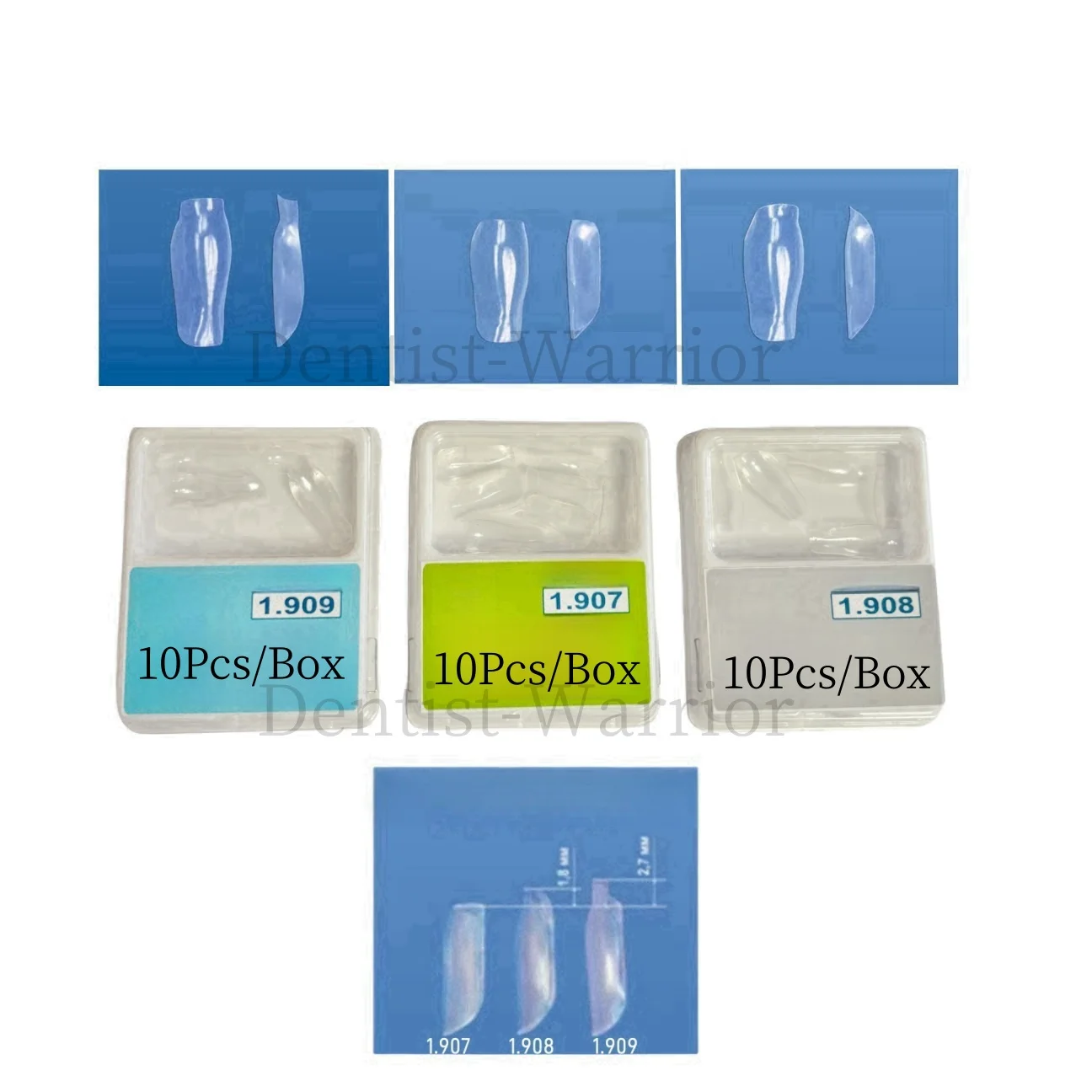 3 Types Dental Clear Matrix Anterior Matrices Bow BT Fits Bioclear S/M/L 10Pcs/Box