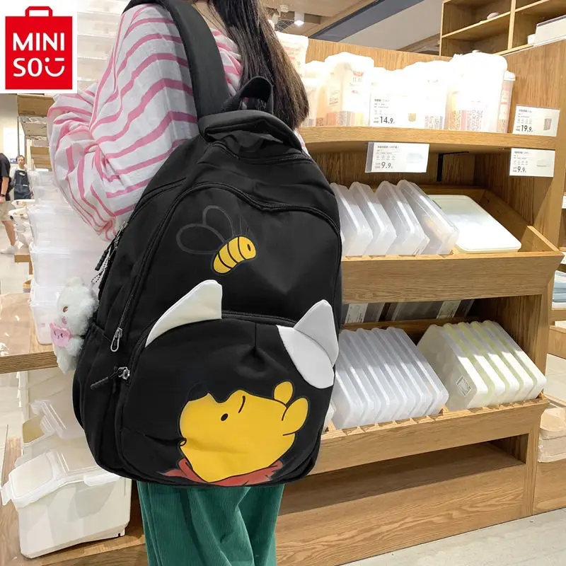 MINISO-Dessin animé Disney Winnie Bear pour couple SR, graffiti étudiant décontracté, simple et grande capacité, mode SR