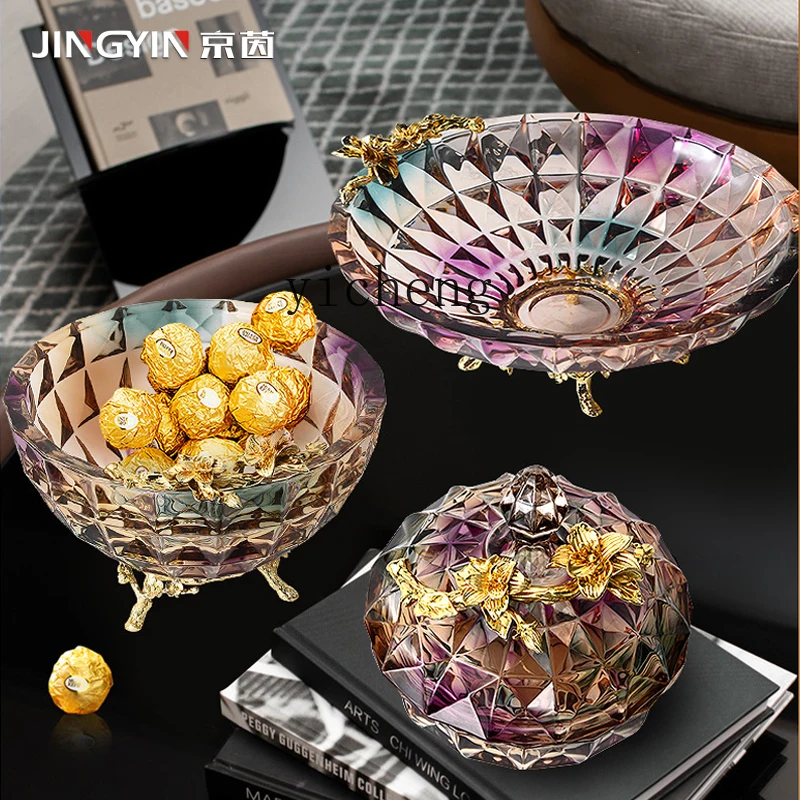 ZC glass fruit plate ornament European fruit plate decoration living room coffee table snack plate