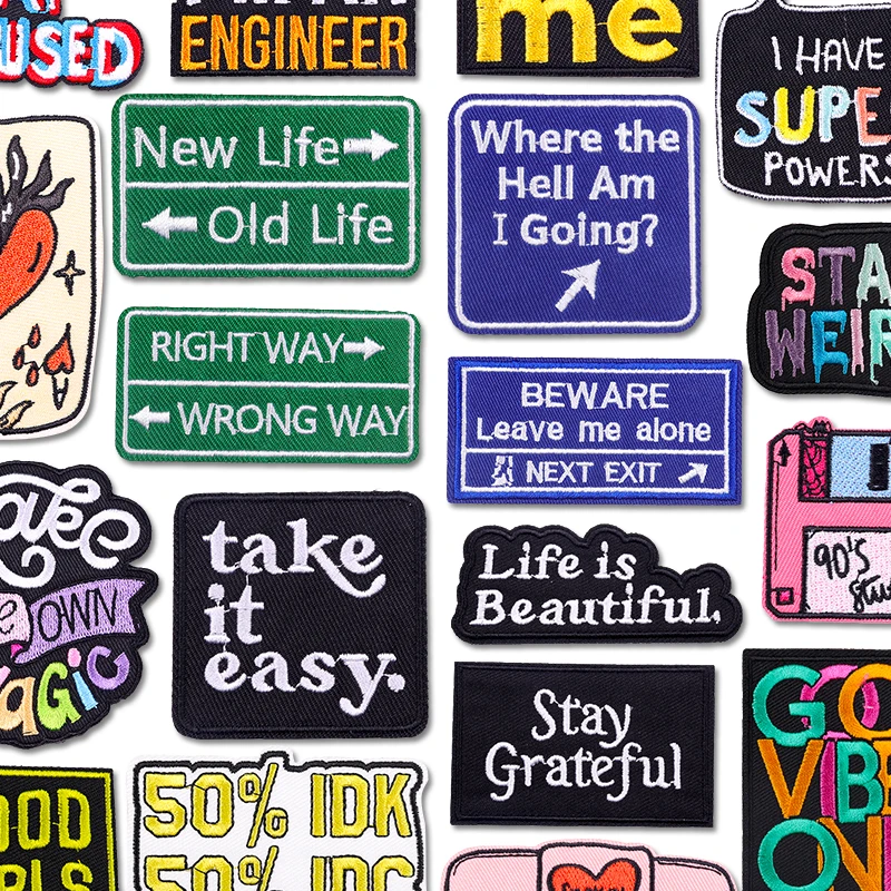 Patches DIY-Anleitung Slogan bestickter Patch positive Sprache bestickte Patches für Kleidung Eisen auf Patches für Kleidung