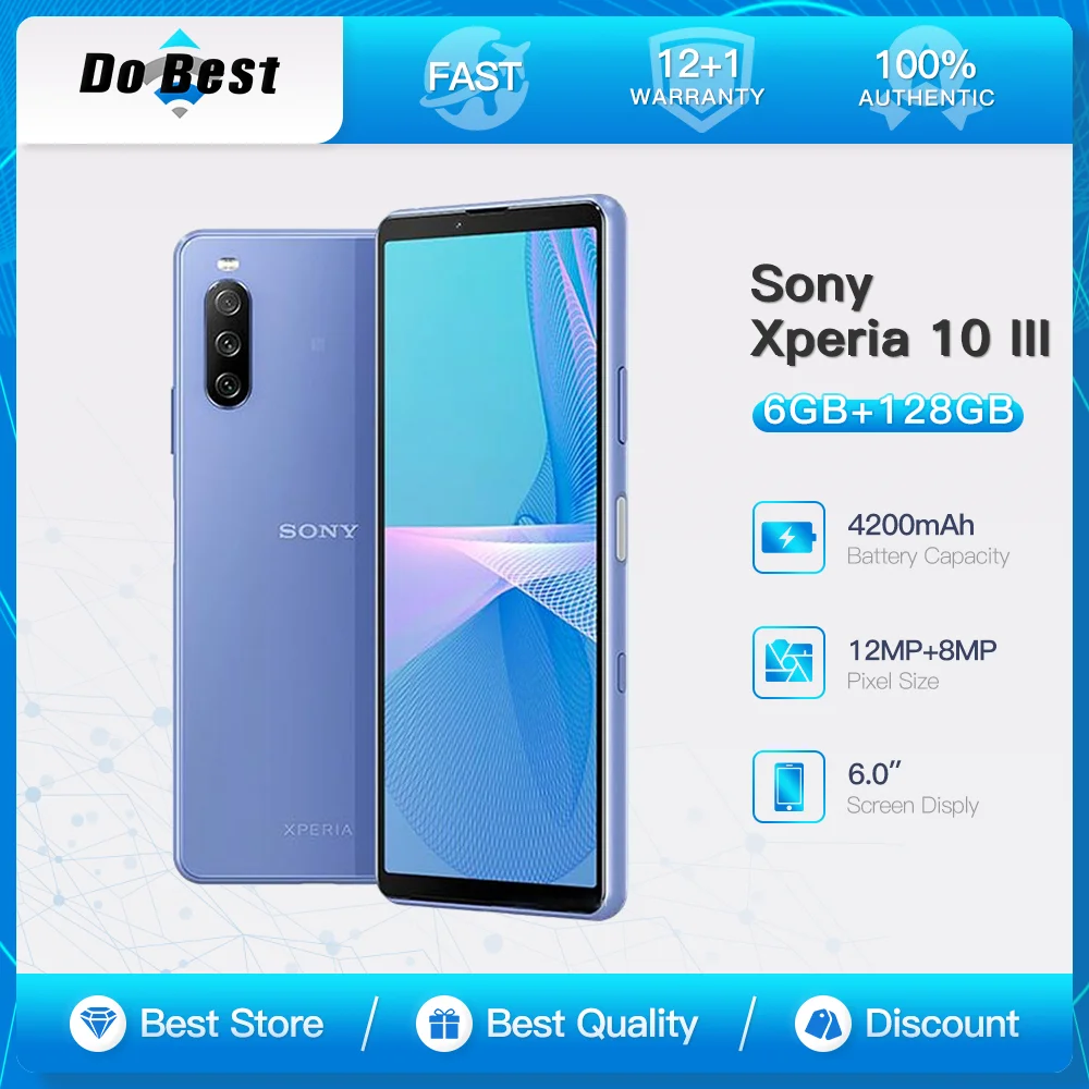 Original Sony Xperia 10 III JP Version/XQ-BT52 5G Mobile Phone 6.0'' 6GB RAM 128GB ROM SDM 690 CellPhone OctaCore SmartPhone