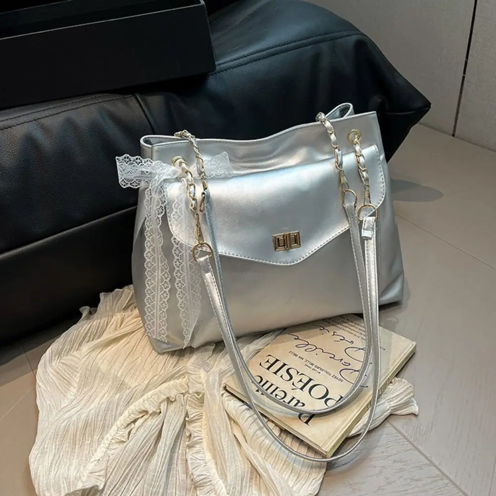 

with Ribbon PU Shoulder Bag Small Pack Solid Color Solid Color Shoulder Bag Korean Style Handbag Retro Crossbody Bag Girls