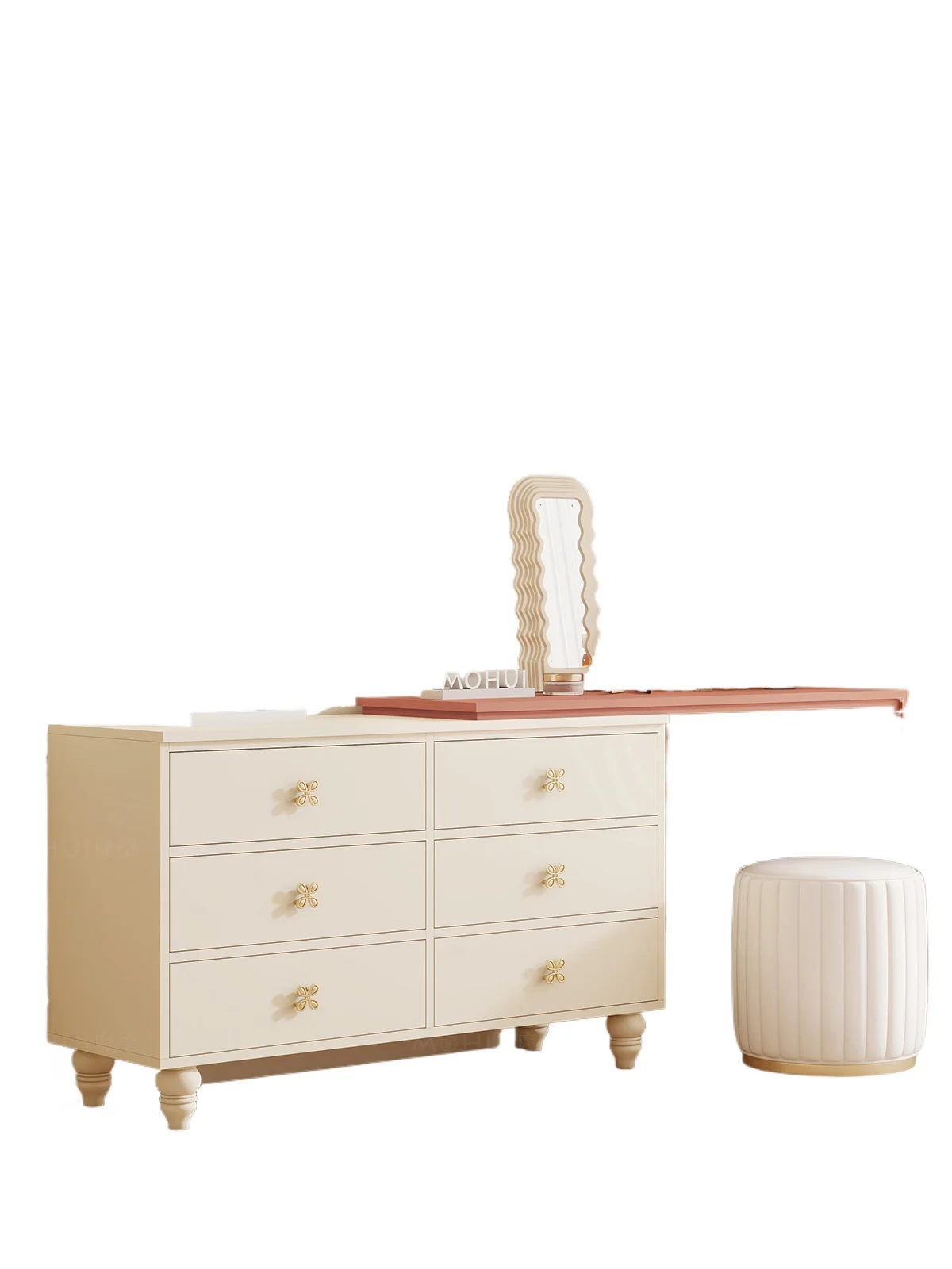 

Dopamine Dresser Bedroom Modern Simple Makeup Table Cream Wind Integrated Bedside Table Makeup Table Combination