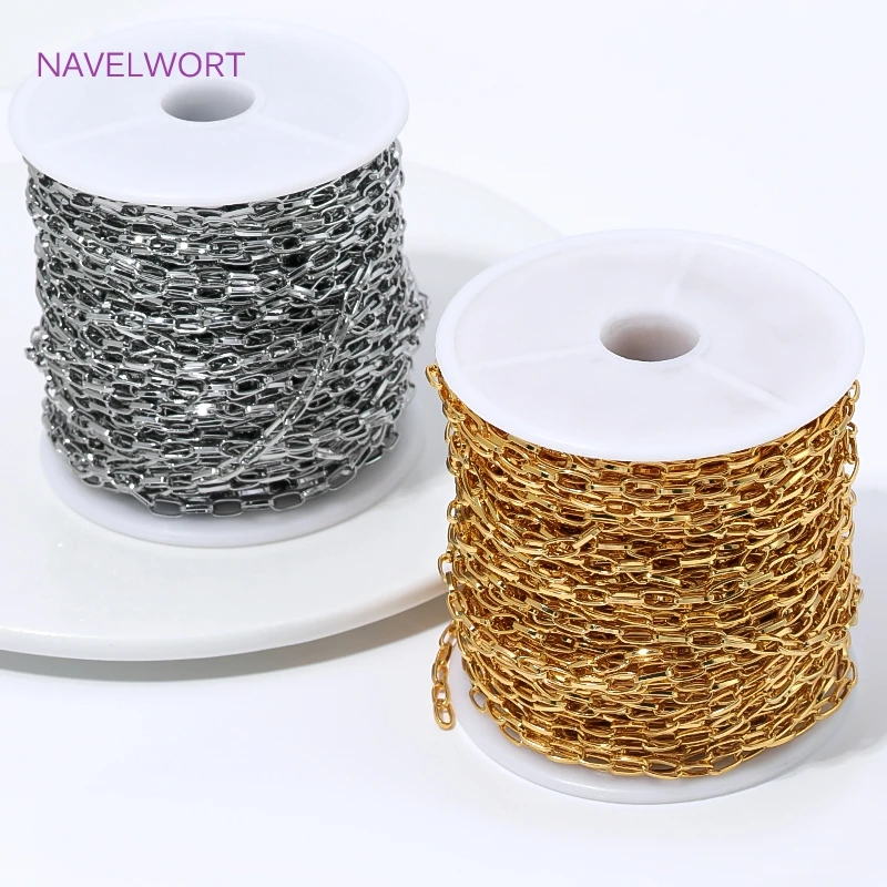 Wholesale Bulk Chains 18K Gold Plated Brass Flat Oval Cable Chain For Jewelry Making,DIY Handmade Necklace Making Supplies view 4