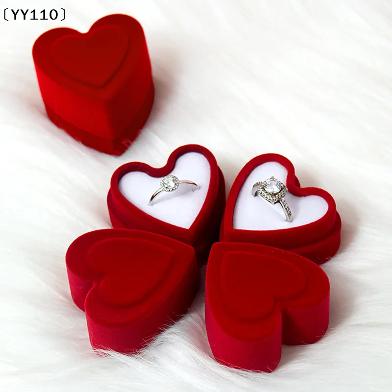 

Коробка для колец в форме сердца, бархатный футляр для демонстрации ювелирных изделий, подарочная коробка для хранения, коробки для свадьбы, помолвки, годовщины〔YY110〕