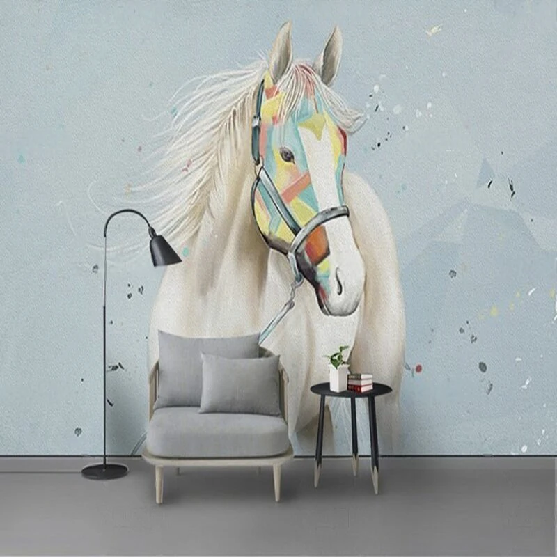 

Customized Nordic minimalist horse-head TV luxury home bedroom background wall