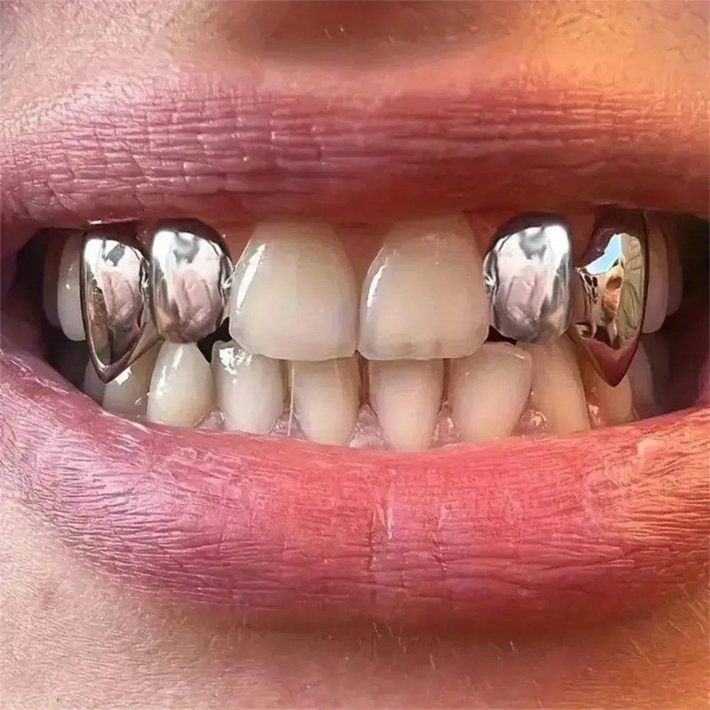 موضة مجوهرات للجسم لامعة الأسنان قبعات الشرير الهيب هوب الأسنان الديكور DIY بها بنفسك مزدوجة الأنياب حفلة هدية للجنسين الهيب هوب الأسنان #1