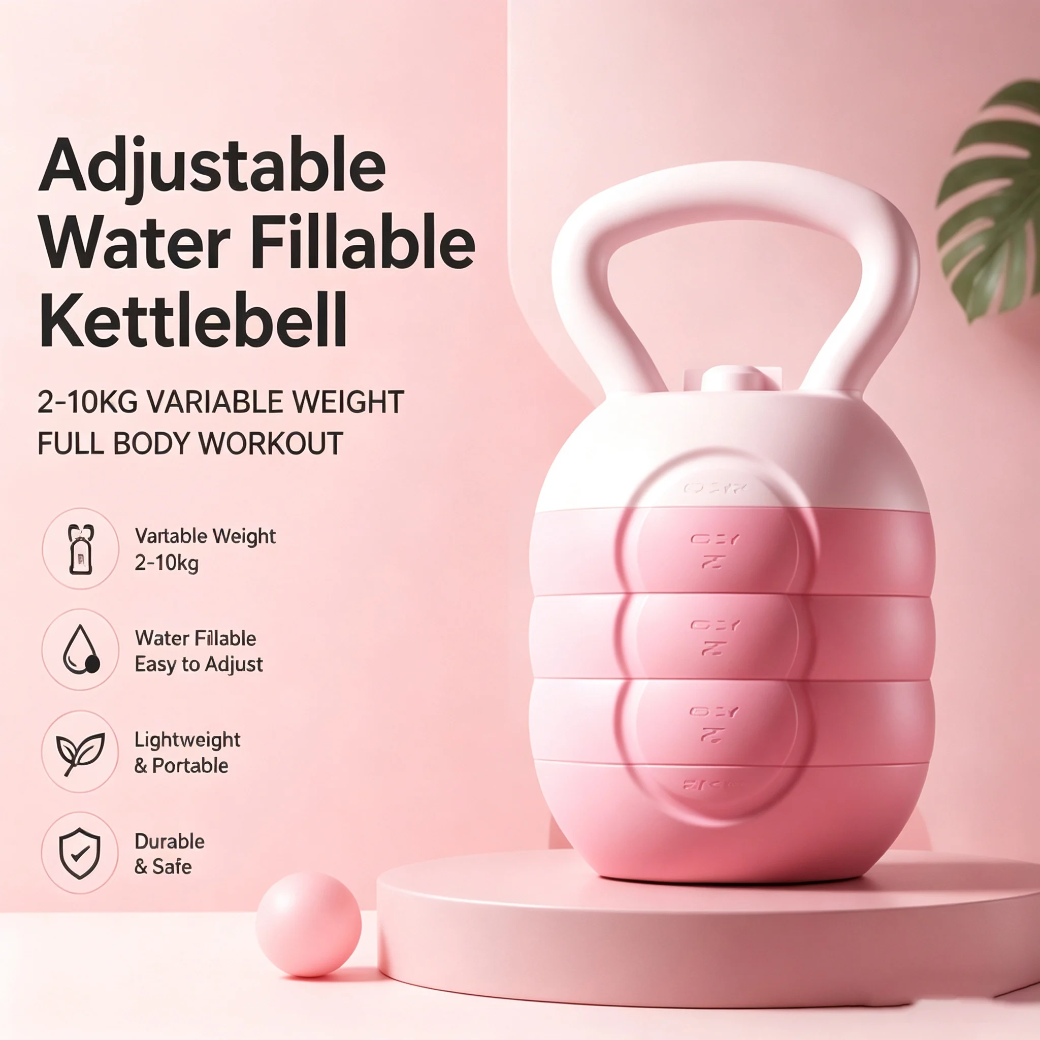 Home Gym Kettler - Adjustable Water Fillable Kettlebell 2-10KG Variable