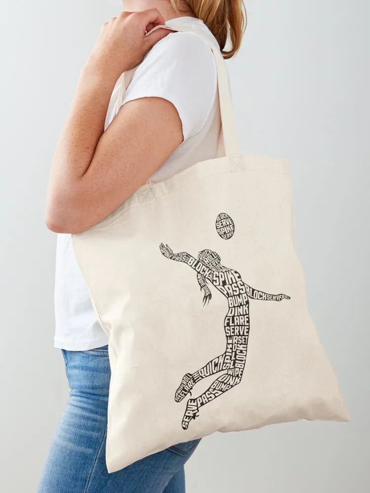 

Volleyball Silhouette Typographic Woman Player Tote Bag eco pack tote bag men tote bag luxury women