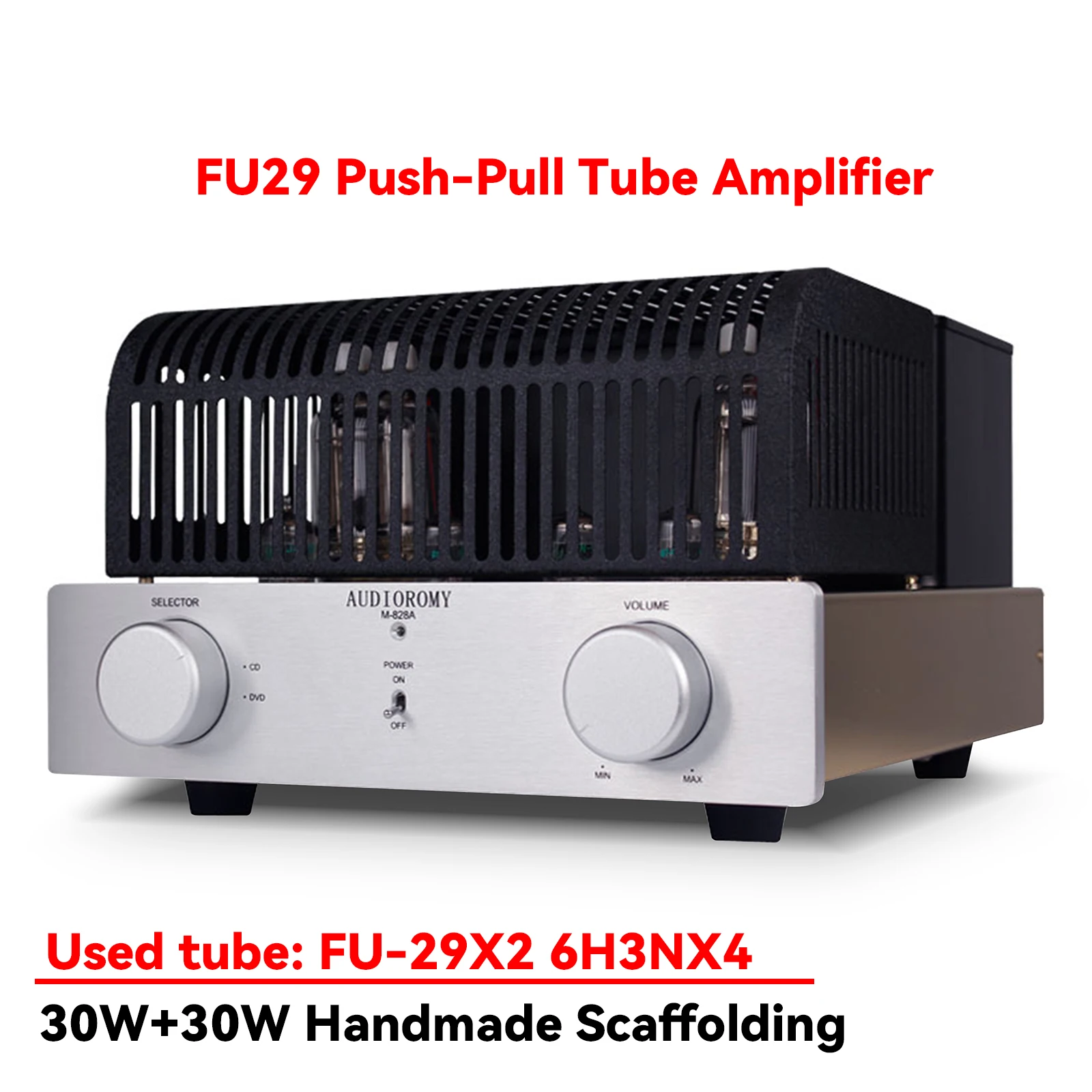 AMXEKR FU29 Fever Tube Amplifier 30W+30W, HIFI Push-pull Tube Amplifier, Manual Scaffolding. Input Sensitivity: 200mV