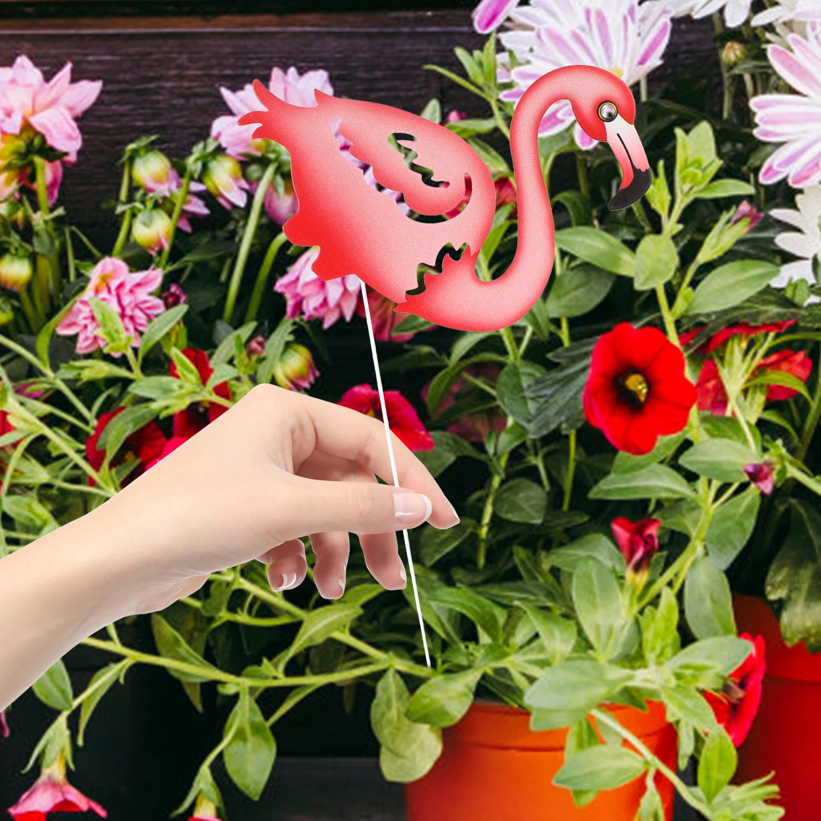 

2Pcs Pink Flamingo Lawn Ornament Iron Stake Decorations Wrought Metal Garden Yard Outdoor Grass Insert Ground Patio