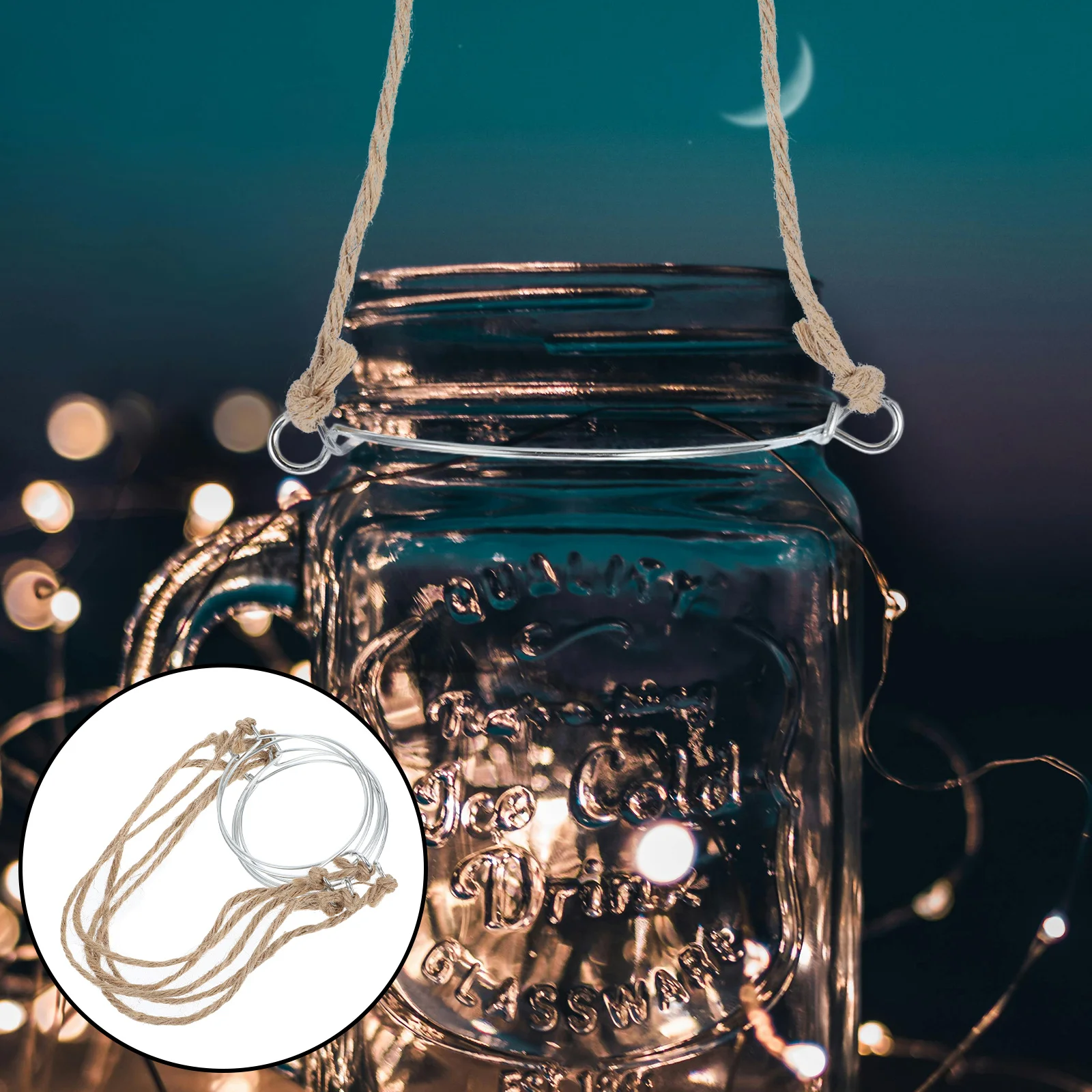 

5Pcs Mason Jar Tinplate Handles Wire Handles for Jars Hanging Jars Solar Lights Wide Mouth Canning Jar Accessories