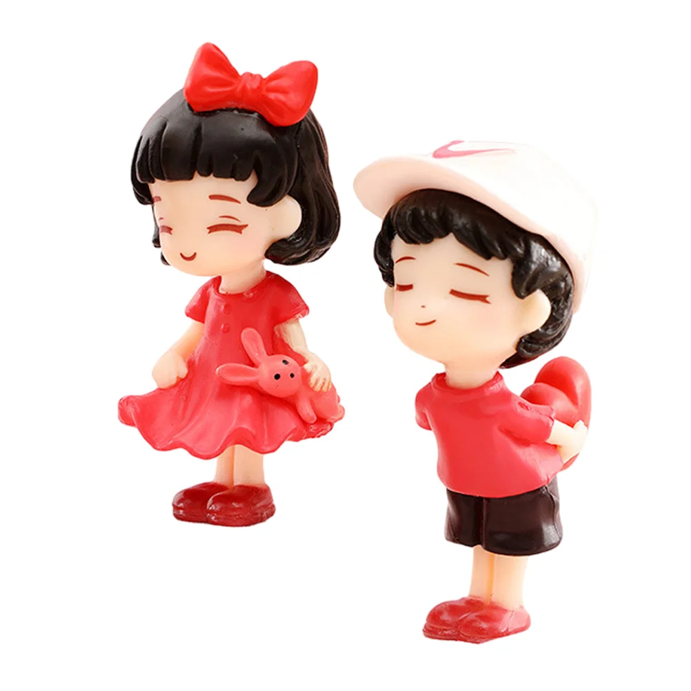 

Dashboard naments White Hat Red Clothes Couple Figurines Pink Balloon Car Interior Decorations Aesthetic Accessories